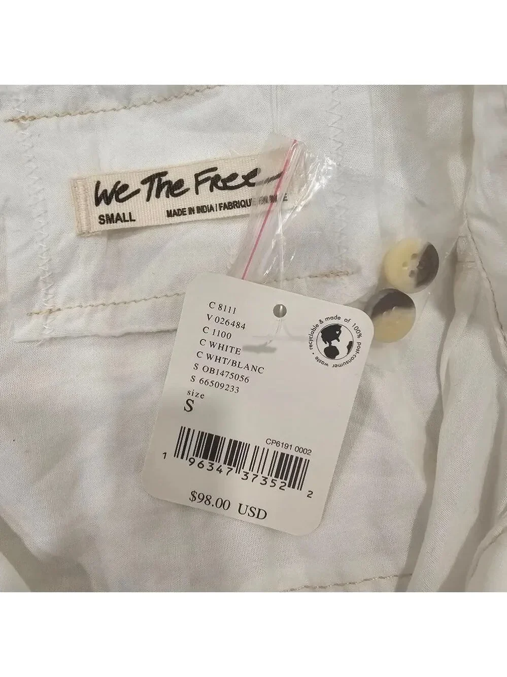 Free People Happy Hour Solid Poplin Top Sz S